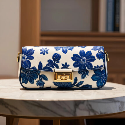 GLAMOUR NYMPH格拉玫兰真皮女包潮流手提包百搭新潮祥字系列蓝天白云青花瓷气质腋下包